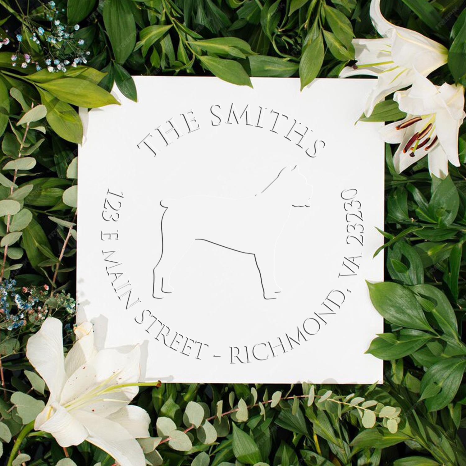 Personalizable New Address Seal with Cane Corso Dog