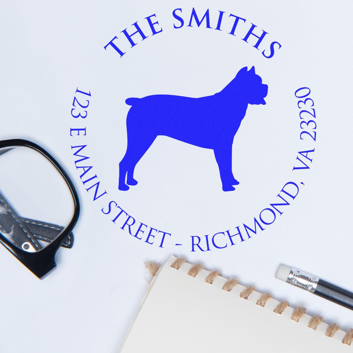 Slim Pre-Inked Cane Corso Personalized New Address Rubber Stamp - Engineer Seal Stamps