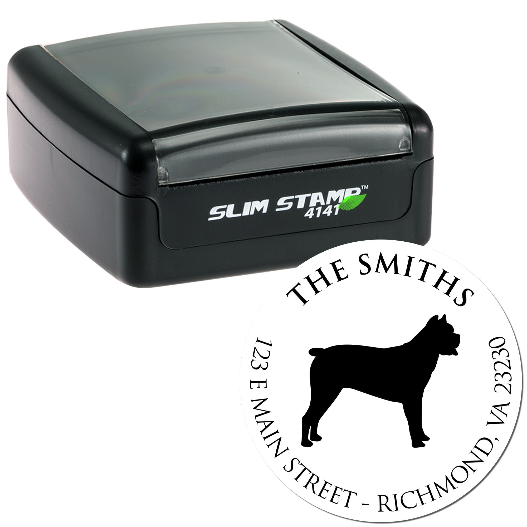 Slim Pre-Inked Cane Corso Personalized New Address Rubber Stamp - Engineer Seal Stamps