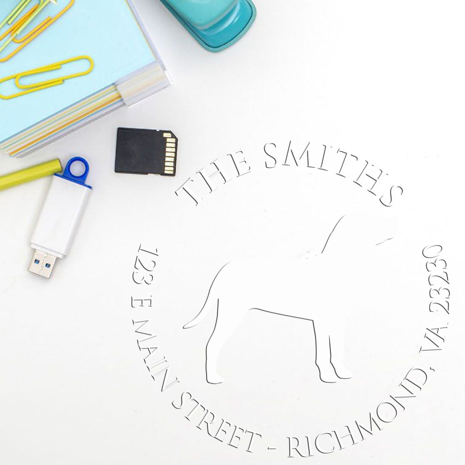 Personalizable New Address Embossing Stamp with Catahoula Dog