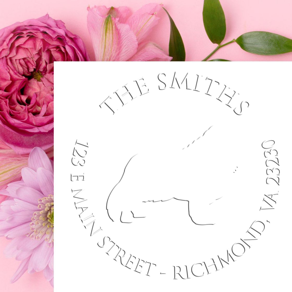 Personalizable New Address Embossing Seal with Cavalier King Charles Dog
