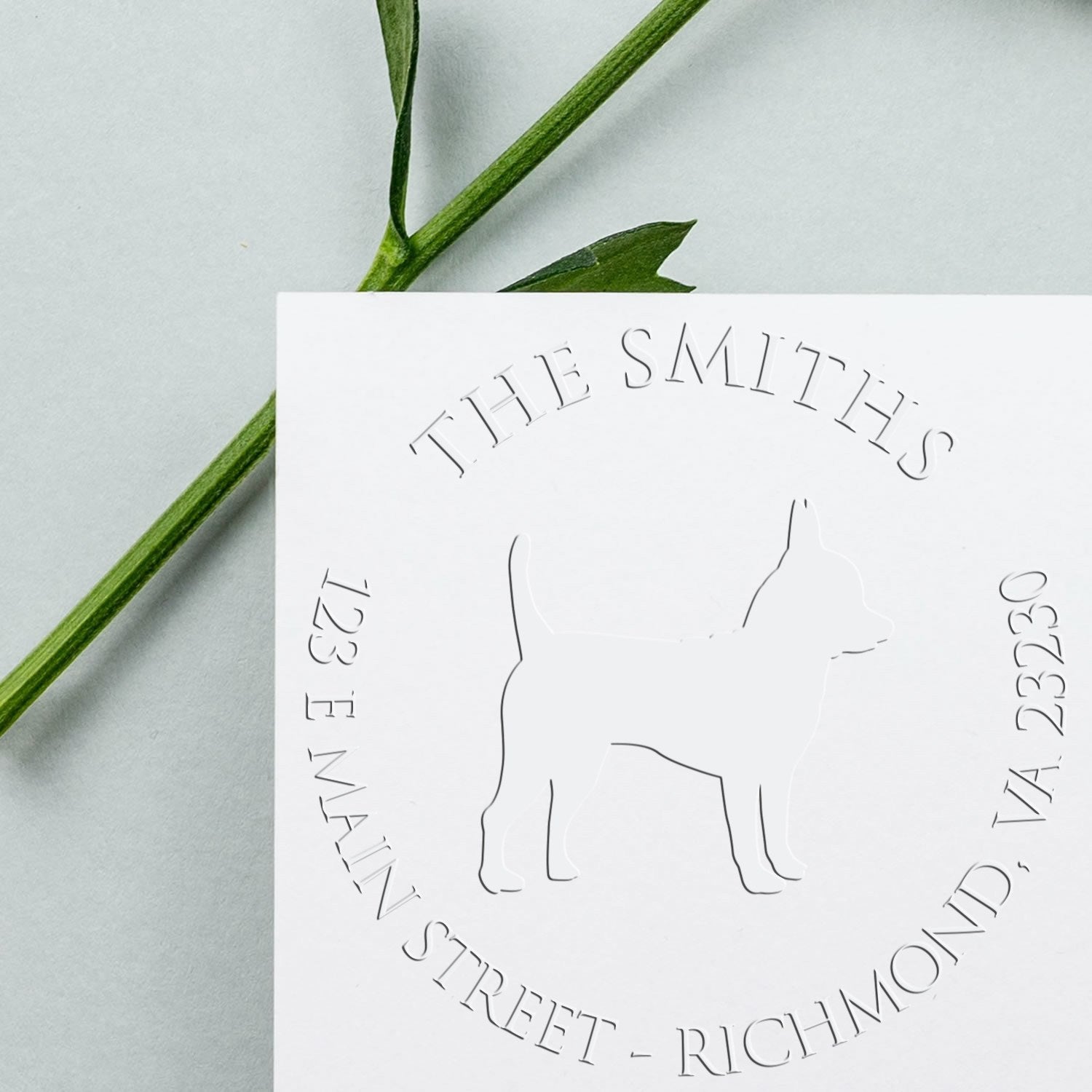 Personalizable New Address Seal Stamp with Chihuahua Dog