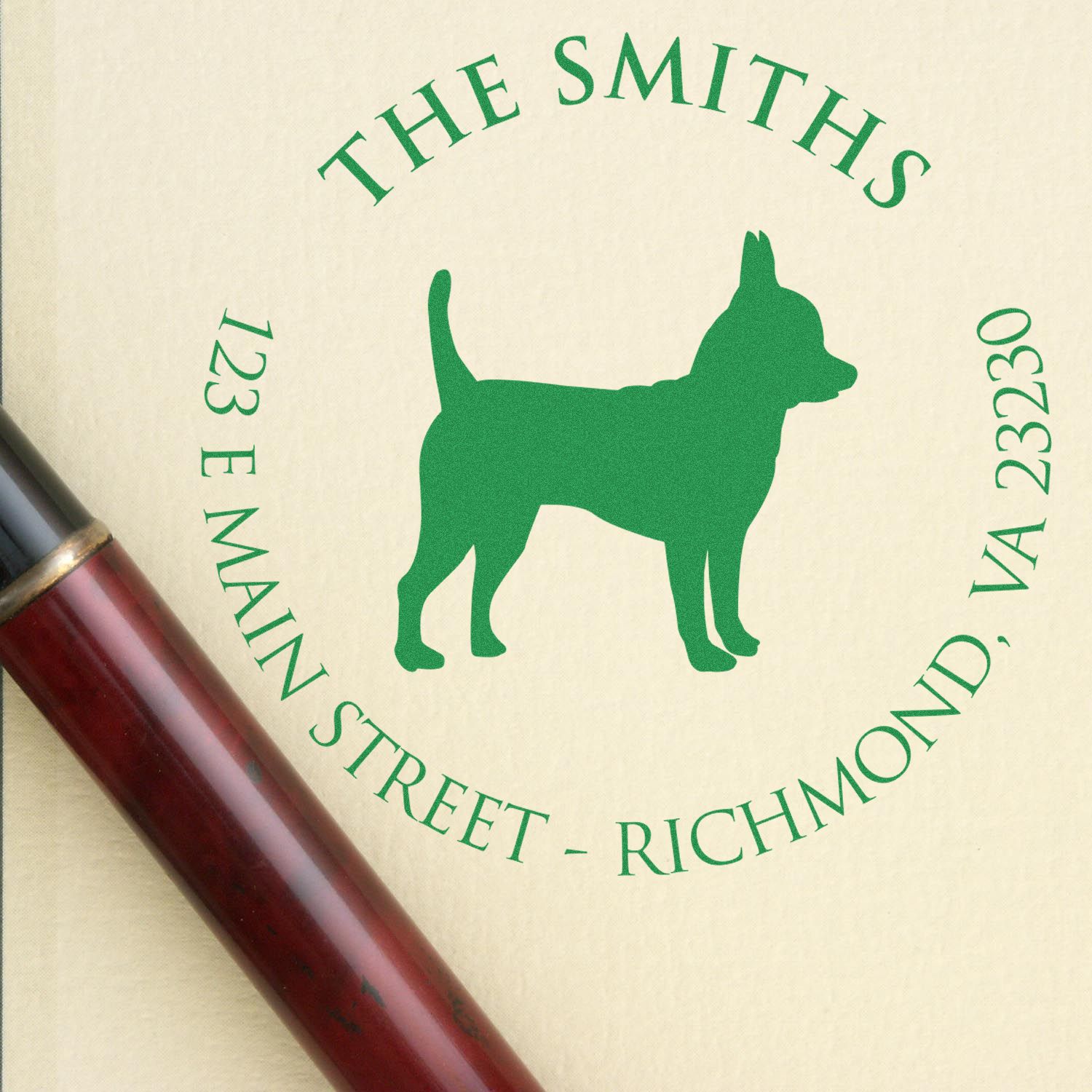 Slim Pre-Inked Chihuahua Personalized New Address Stamp - Engineer Seal Stamps