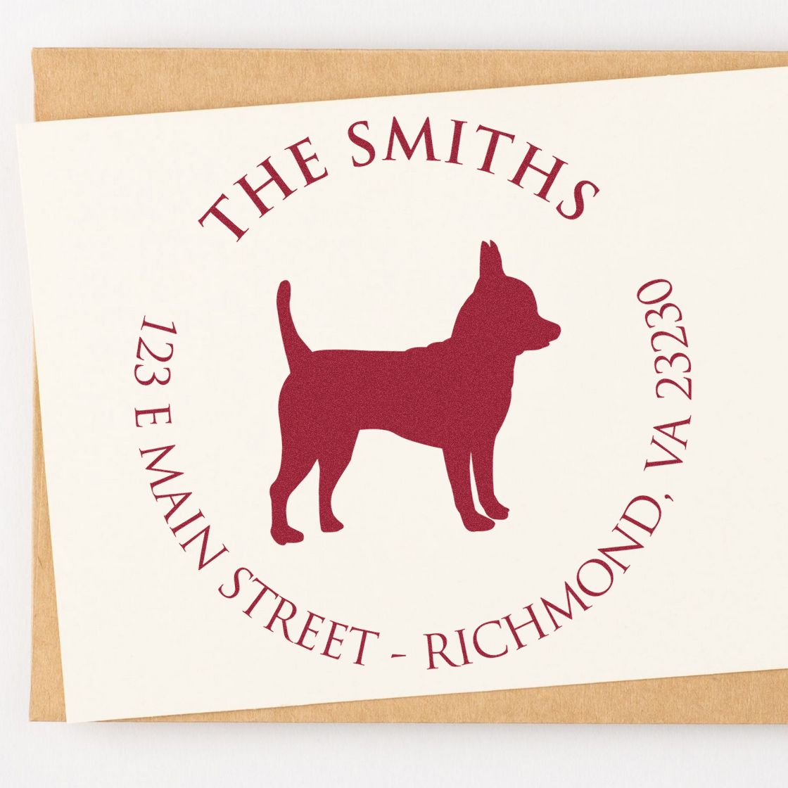PSI Pre-Inked Chihuahua Made-to-Order Home Address Rubber Stamp - Engineer Seal Stamps