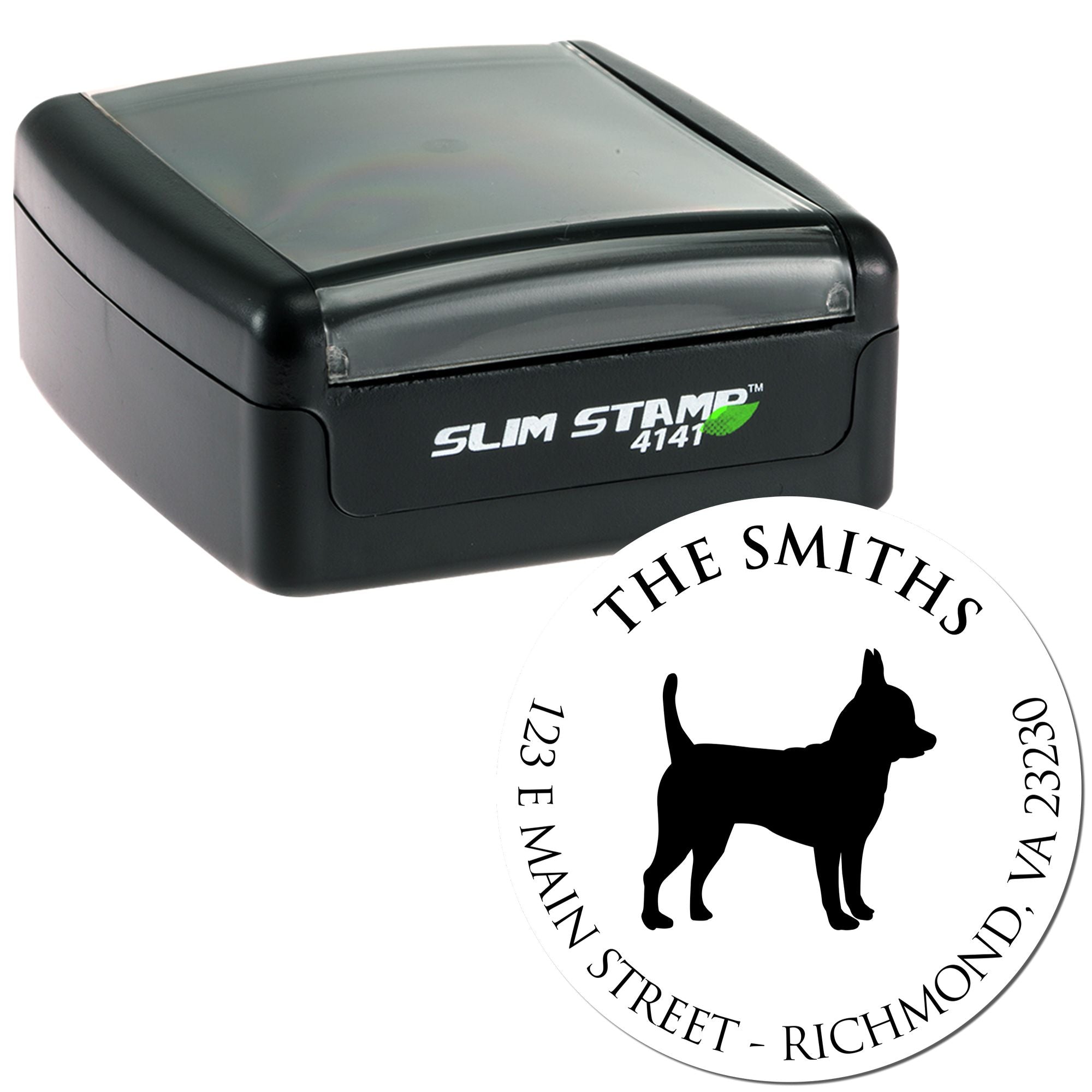 Slim Pre-Inked Chihuahua Personalized New Address Stamp - Engineer Seal Stamps