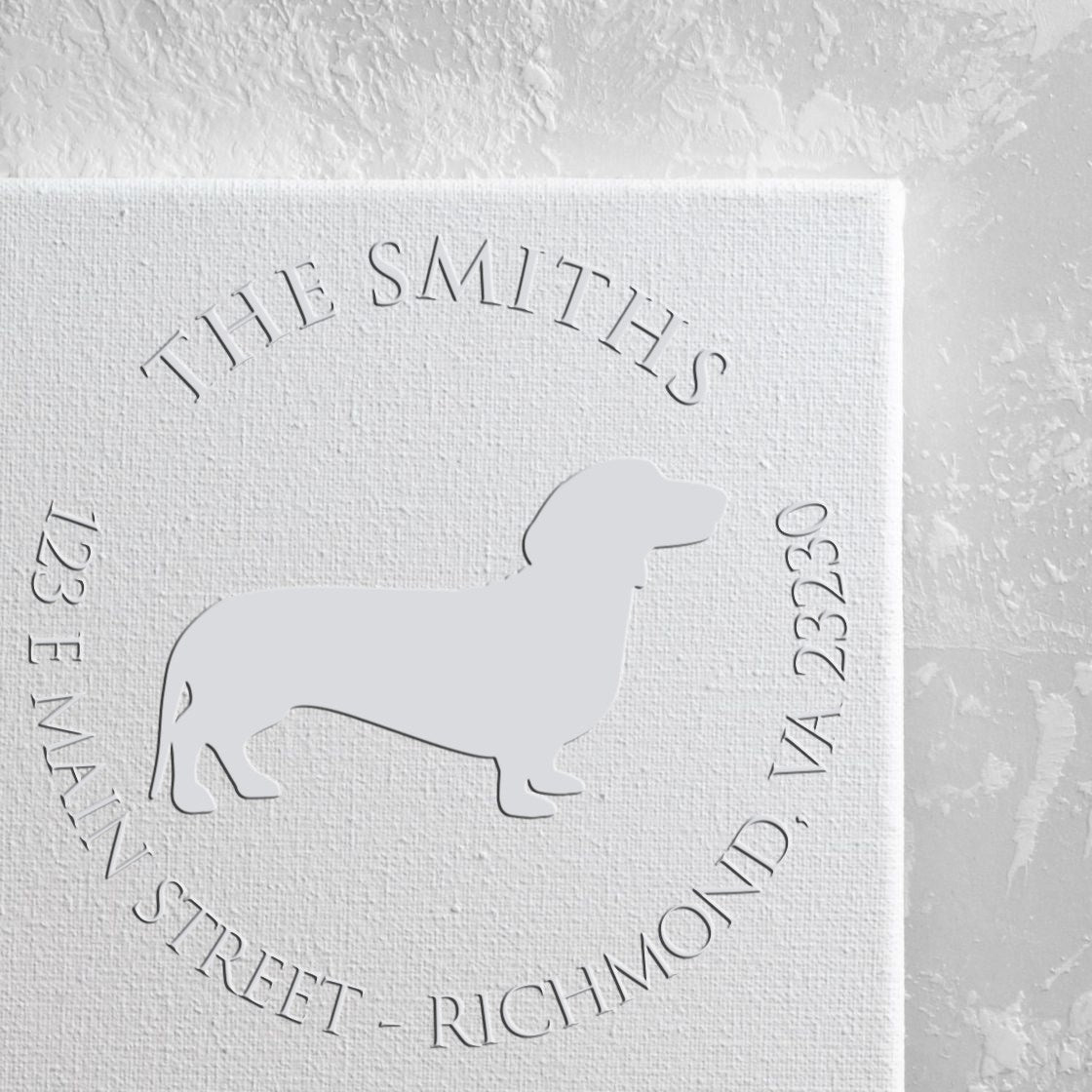 Dachshund Silhouette Custom-Made Mailing Address Embosser Seal - Engineer Seal Stamps