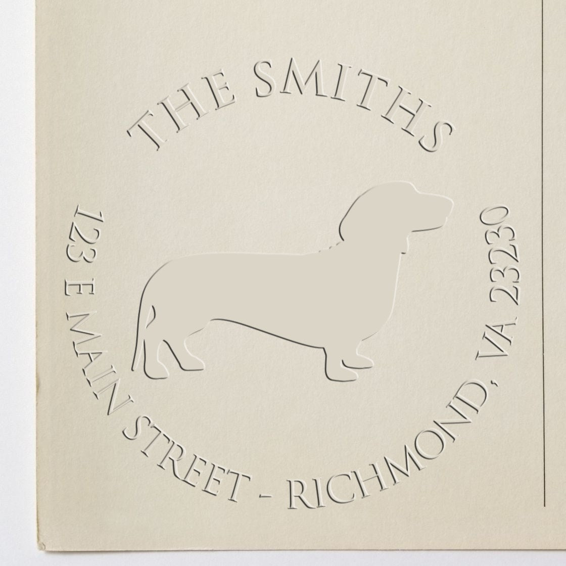 Personalizable New Address Embossed Seal with Dachshund Dog