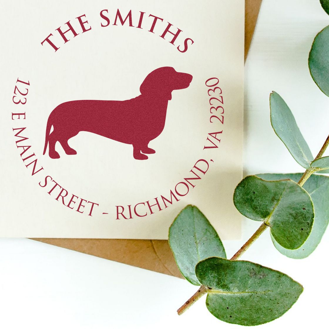 Slim Pre-Inked Dachshund Personalized New Address Stamp for Envelopes - Engineer Seal Stamps
