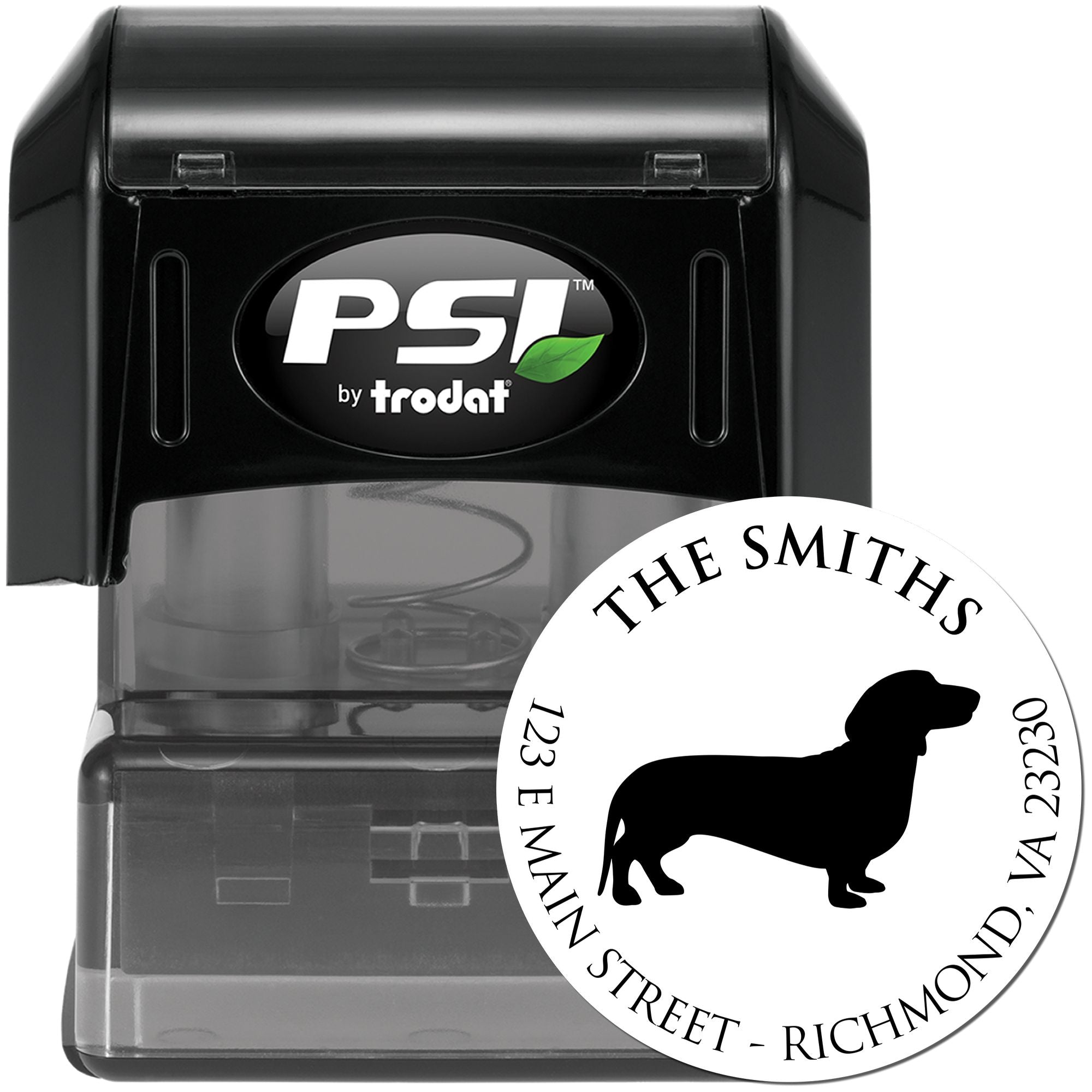 PSI Pre-Inked Dachshund Made-to-Order Home Address Rubber Stamp - Engineer Seal Stamps