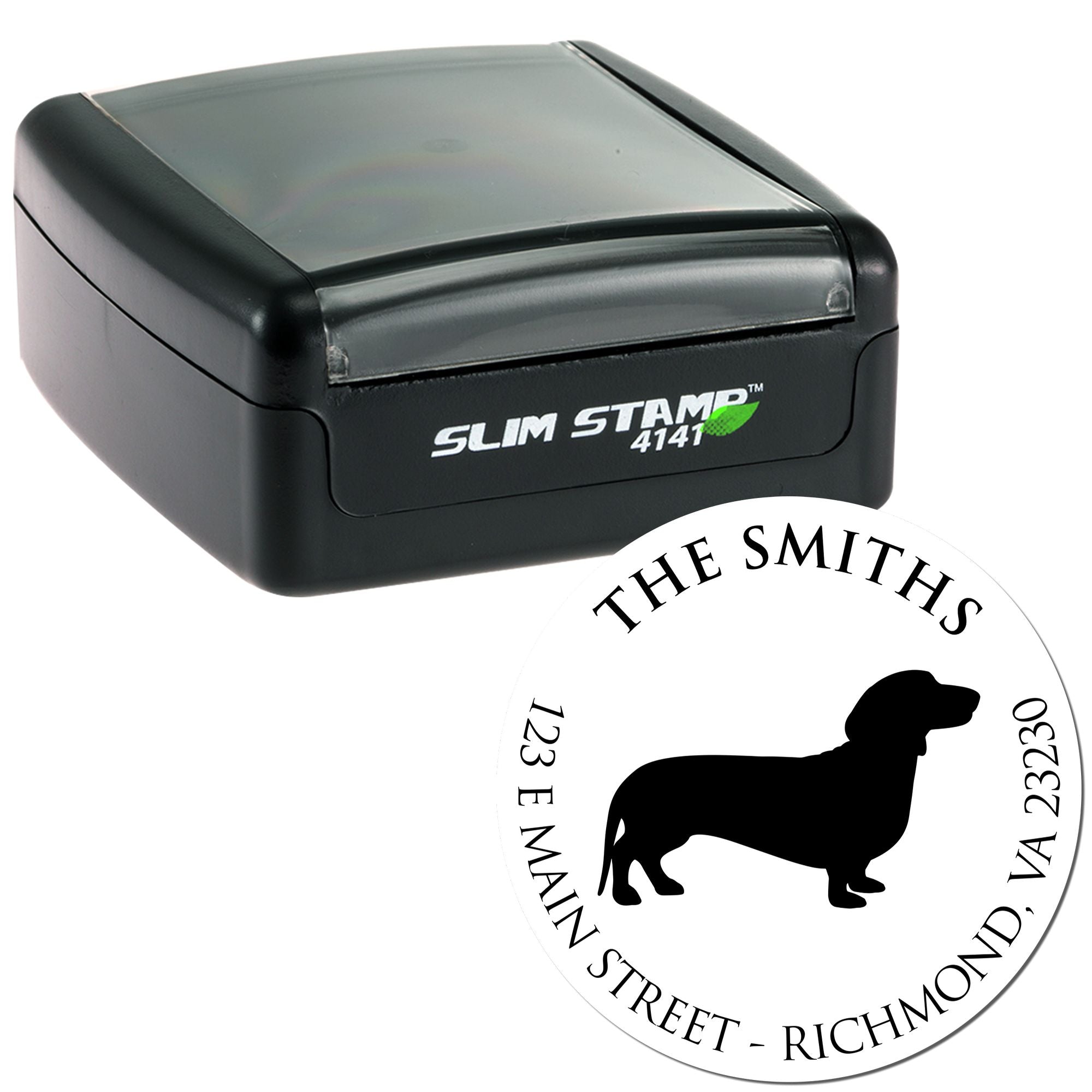 Slim Pre-Inked Dachshund Personalized New Address Stamp for Envelopes - Engineer Seal Stamps