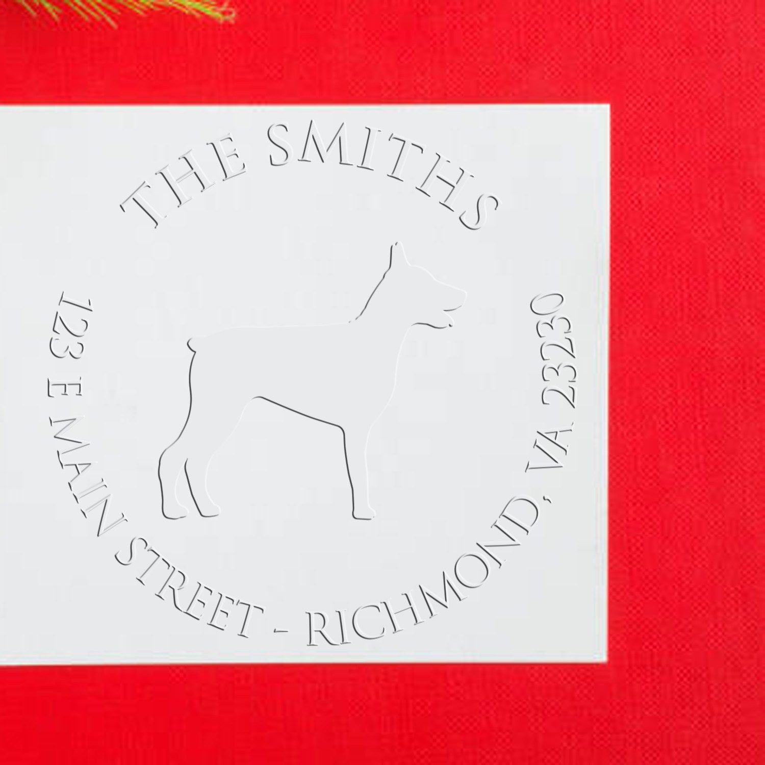 Doberman Dog Silhouette Customized New Address Embossed Seal - Engineer Seal Stamps