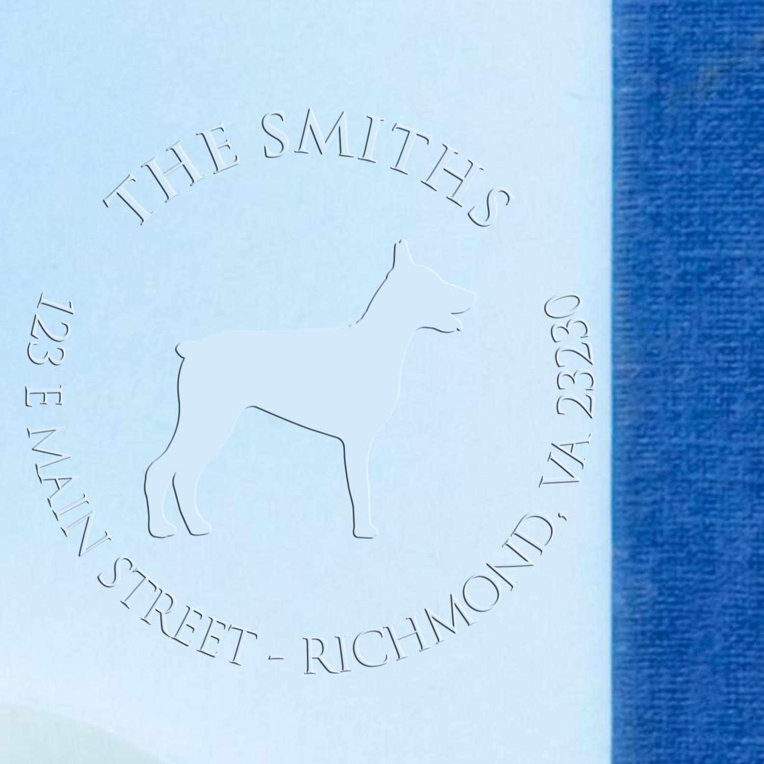 Doberman Dog Silhouette Customized New Address Embossed Seal - Engineer Seal Stamps