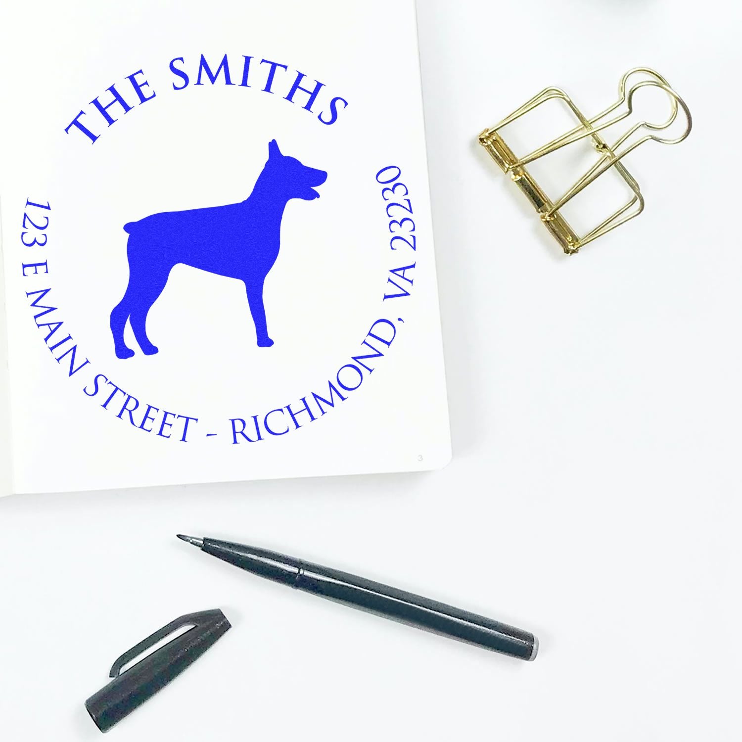 Slim Pre-Inked Doberman Personalized New Address Stamper