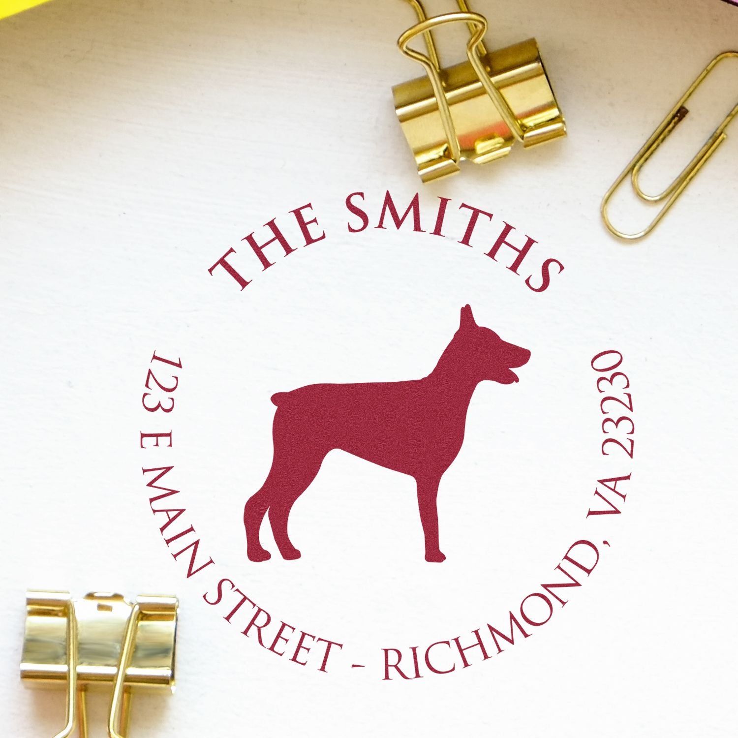 Slim Pre-Inked Doberman Personalized New Address Stamper - Engineer Seal Stamps