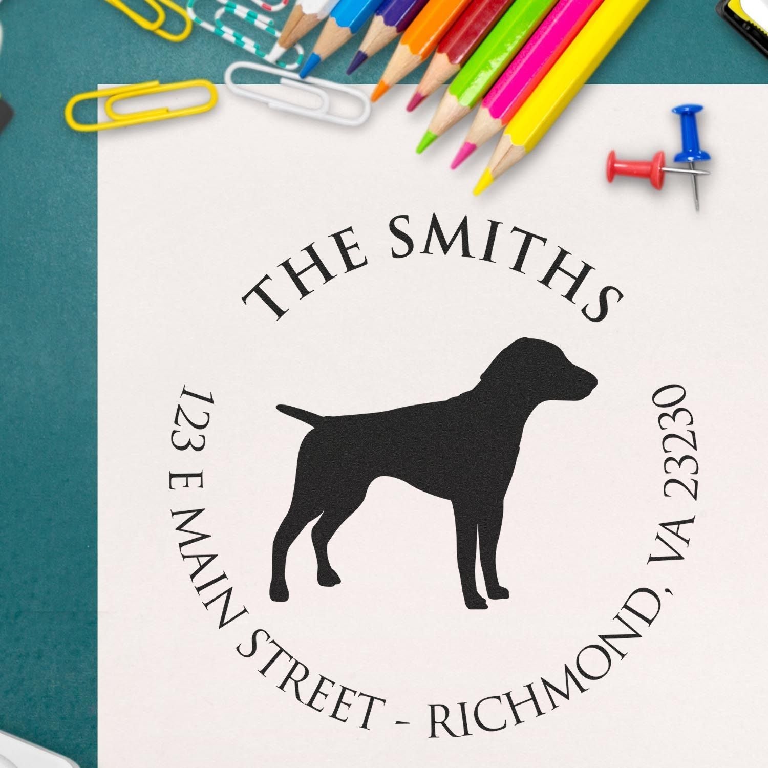 Slim Pre-Inked German Shorthaired Pointer Personalized New Home Address Rubber Stamp - Engineer Seal Stamps