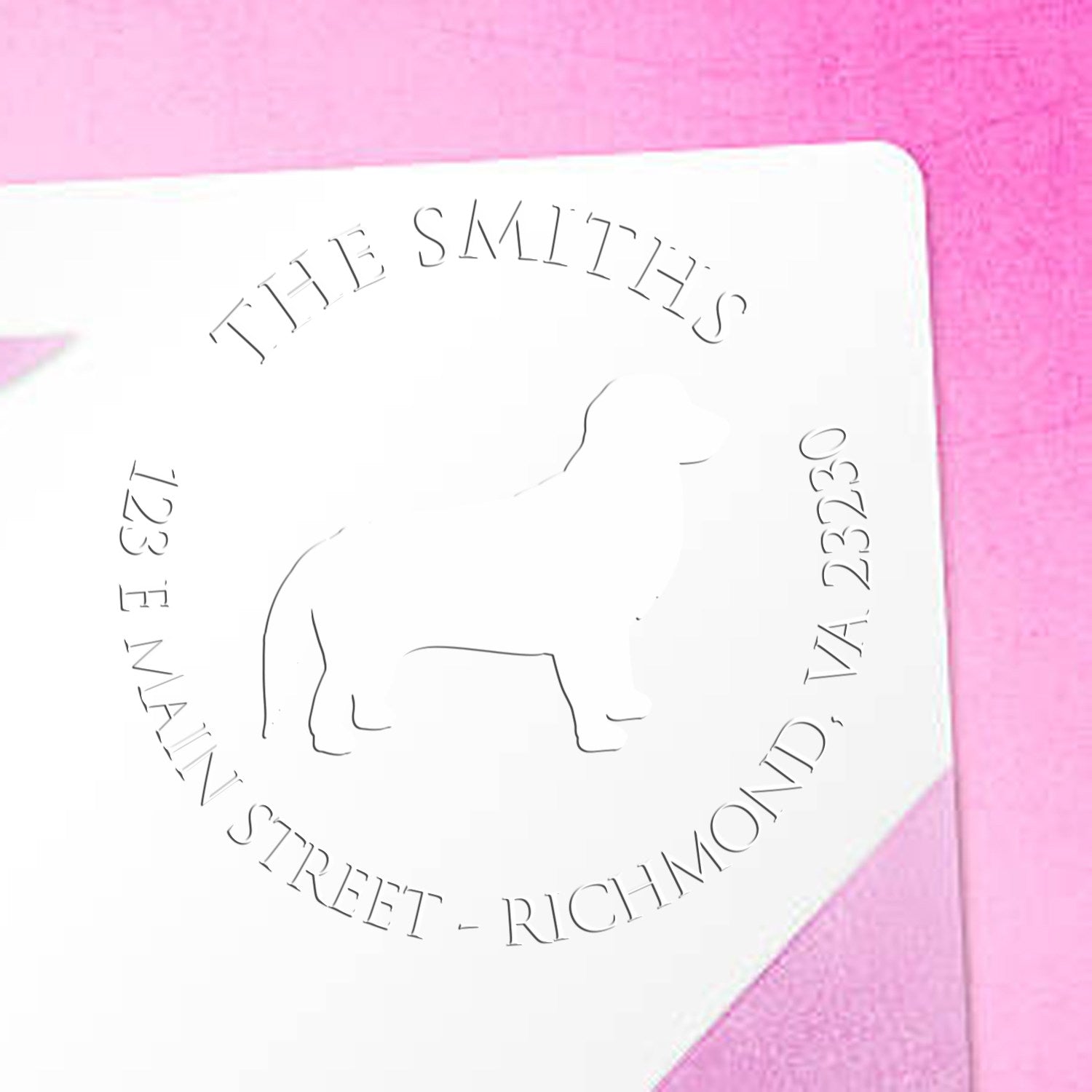 Golden Retriever Dog Silhouette Customized Mailing Address Hybrid Embosser Seal - Engineer Seal Stamps