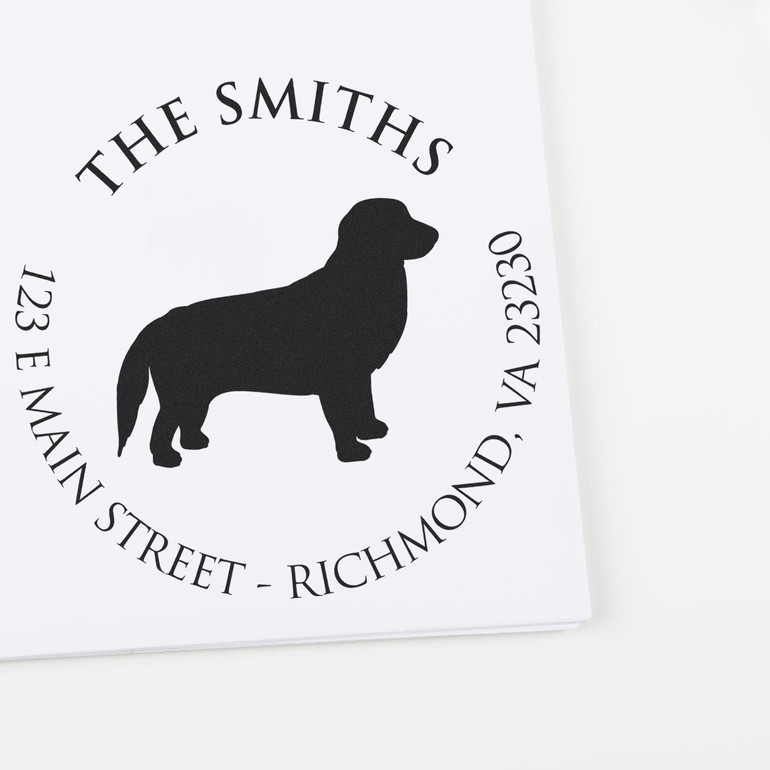Slim Pre-Inked Golden Retriever Personalized New Home Address Stamp - Engineer Seal Stamps
