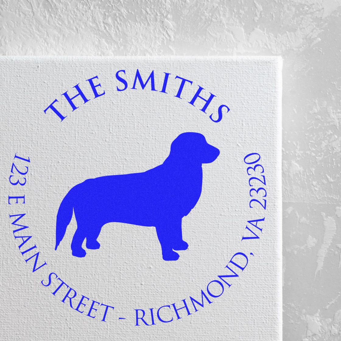 Slim Pre-Inked Golden Retriever Personalized New Home Address Stamp - Engineer Seal Stamps