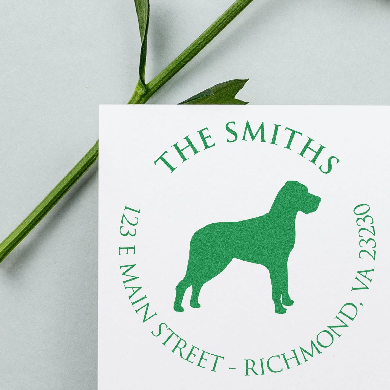 Wood Handle Great Dane Custom Made Mailing Address Rubber Stamp - Engineer Seal Stamps