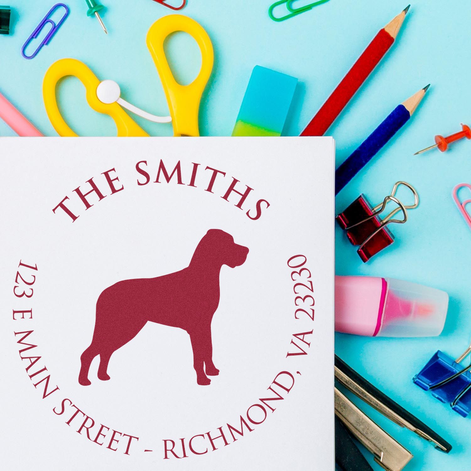 Slim Pre-Inked Great Dane Personalized New Home Address Stamp for Envelopes - Engineer Seal Stamps