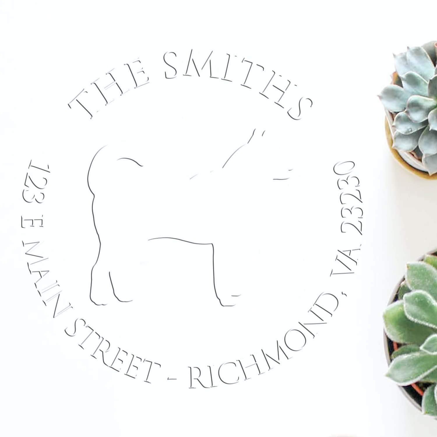 Personalizable Mailing Address Embossing Seal with Husky Dog