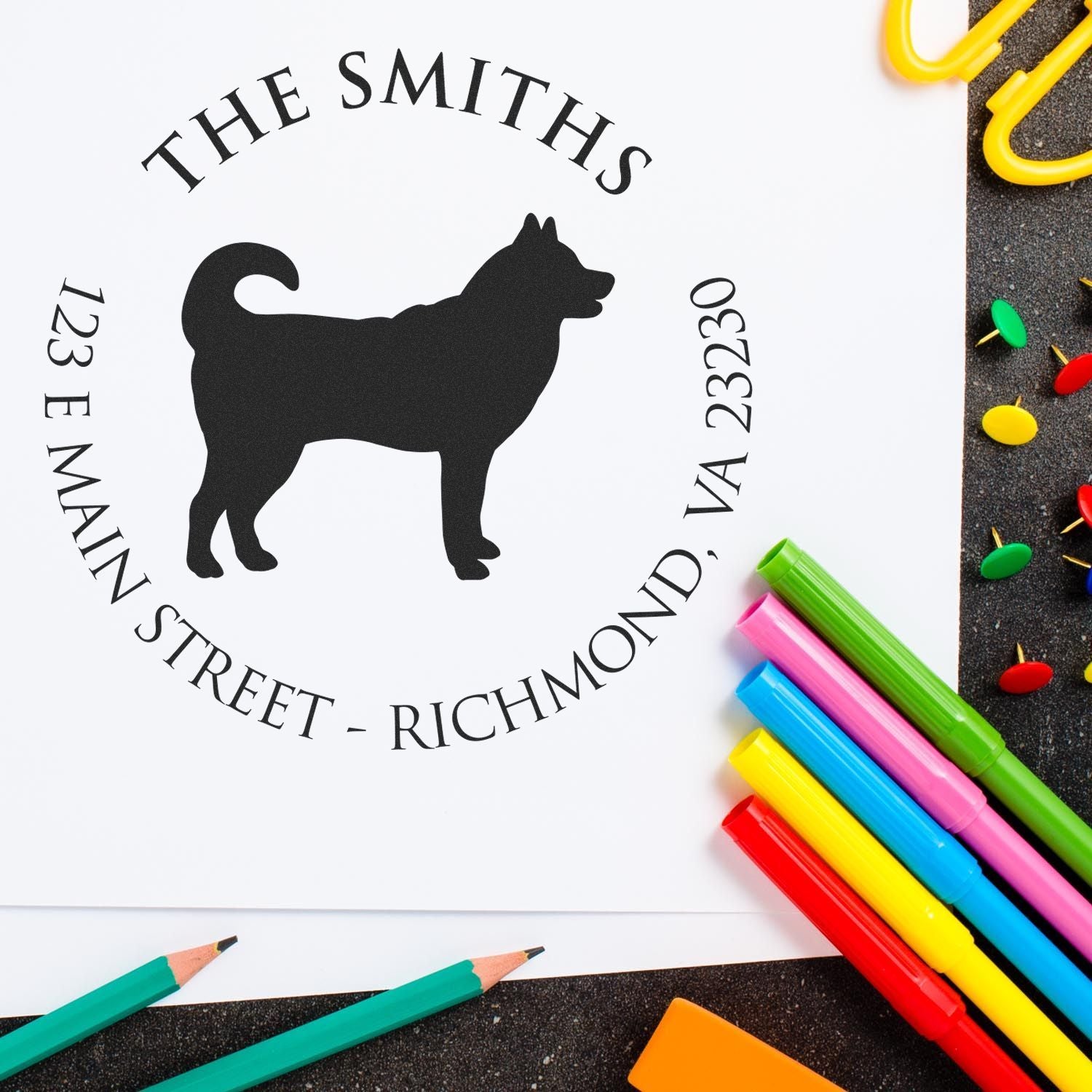 Wood Handle Husky Custom Made Mailing Address Stamp - Engineer Seal Stamps