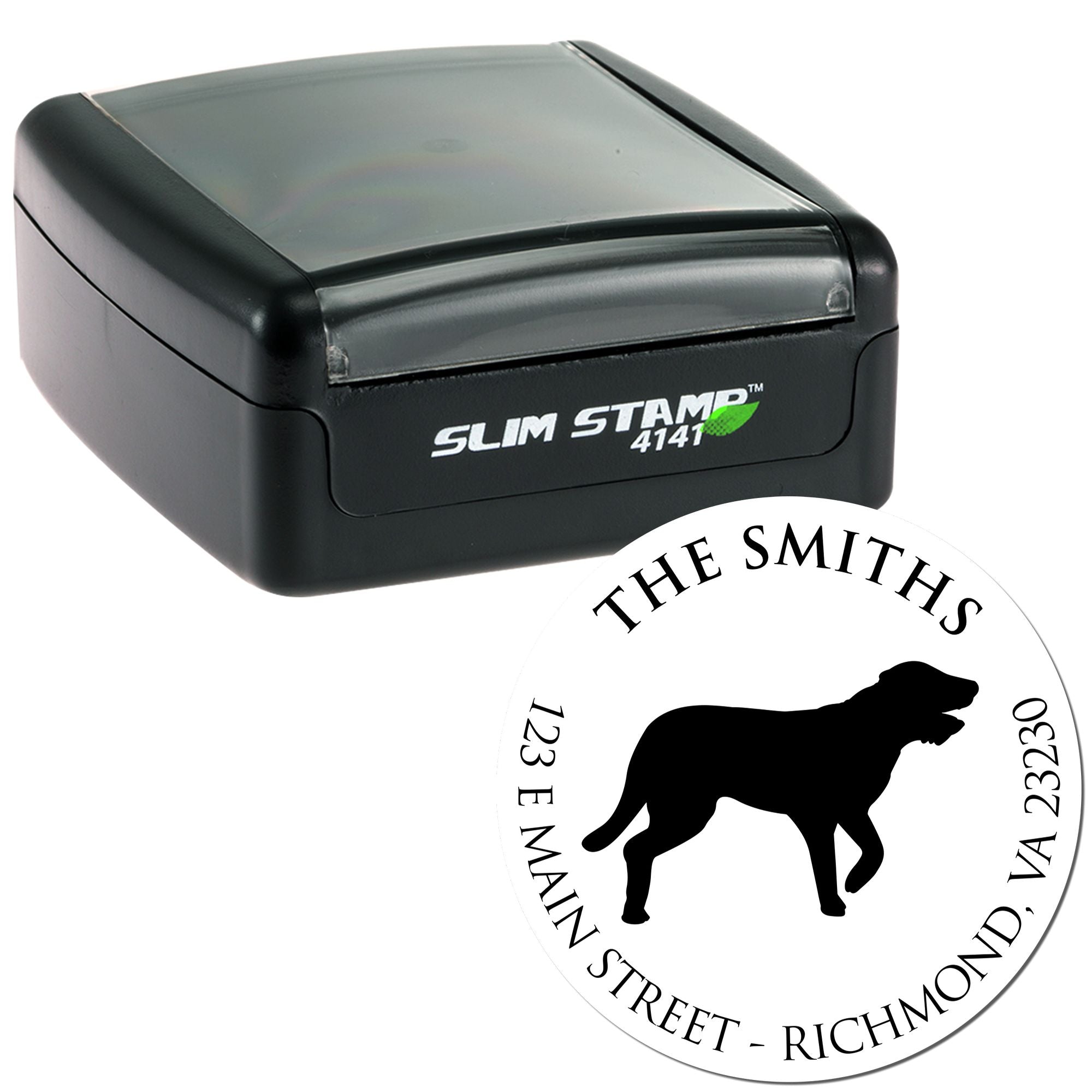 Slim Pre-Inked Irish Wolfhound Personalized Pet Address Rubber Stamp - Engineer Seal Stamps