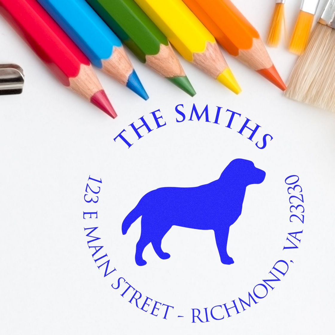 Wood Handle Labrador Custom Made Mailing Address Stamp for Envelopes - Engineer Seal Stamps
