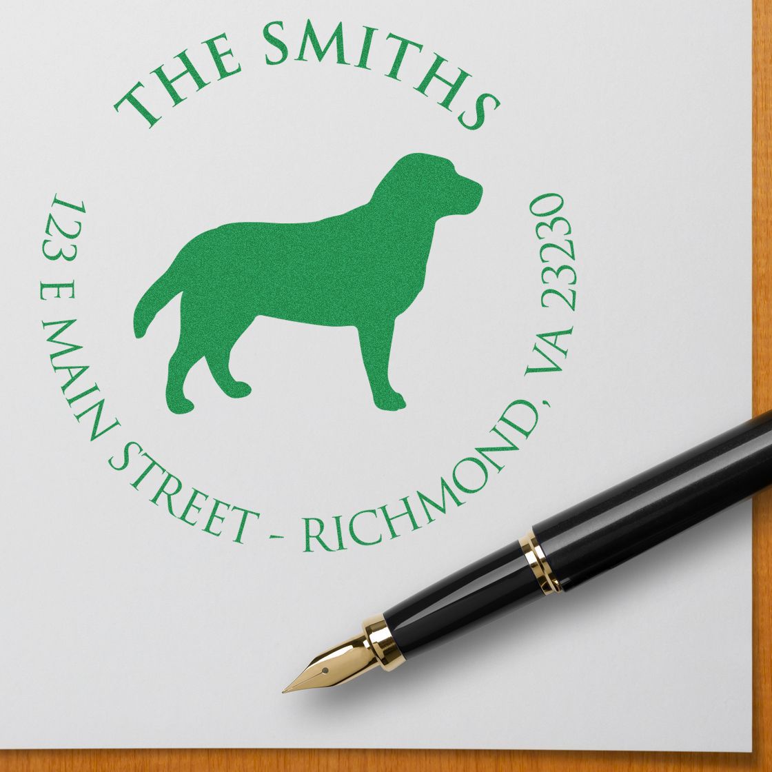Wood Handle Labrador Custom Made Mailing Address Stamp for Envelopes - Engineer Seal Stamps