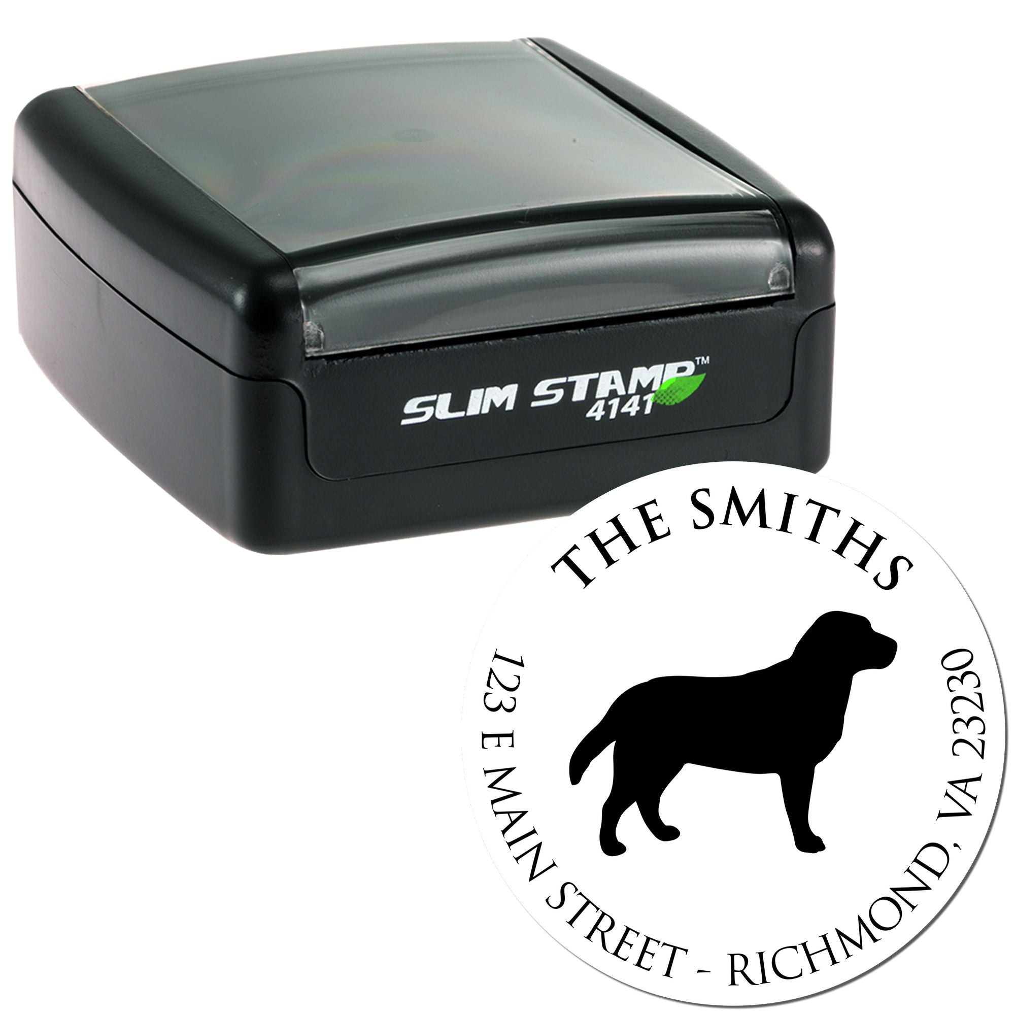 Slim Pre-Inked Labrador Personalized Pet Address Stamp - Engineer Seal Stamps