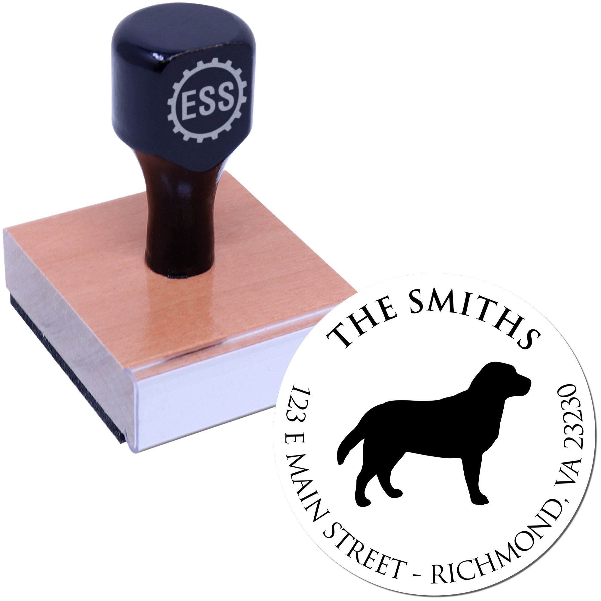 Wood Handle Labrador Custom Made Mailing Address Stamp for Envelopes - Engineer Seal Stamps