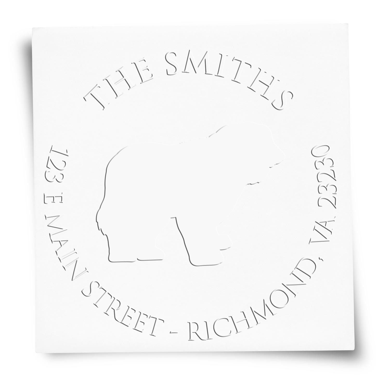 Personalizable Mailing Address Embossed Seal with Old English Sheepdog Dog