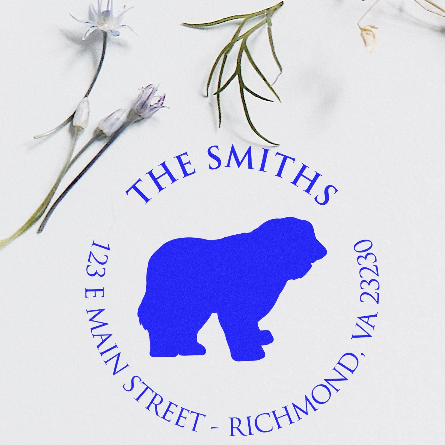 PSI Pre-Inked Old English Sheepdog Made-to-Order Home Address Stamper - Engineer Seal Stamps