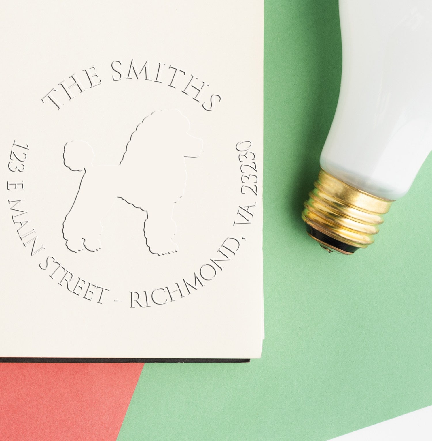 Poodle Dog Silhouette Customized Mailing Address Embossed Stamp - Engineer Seal Stamps