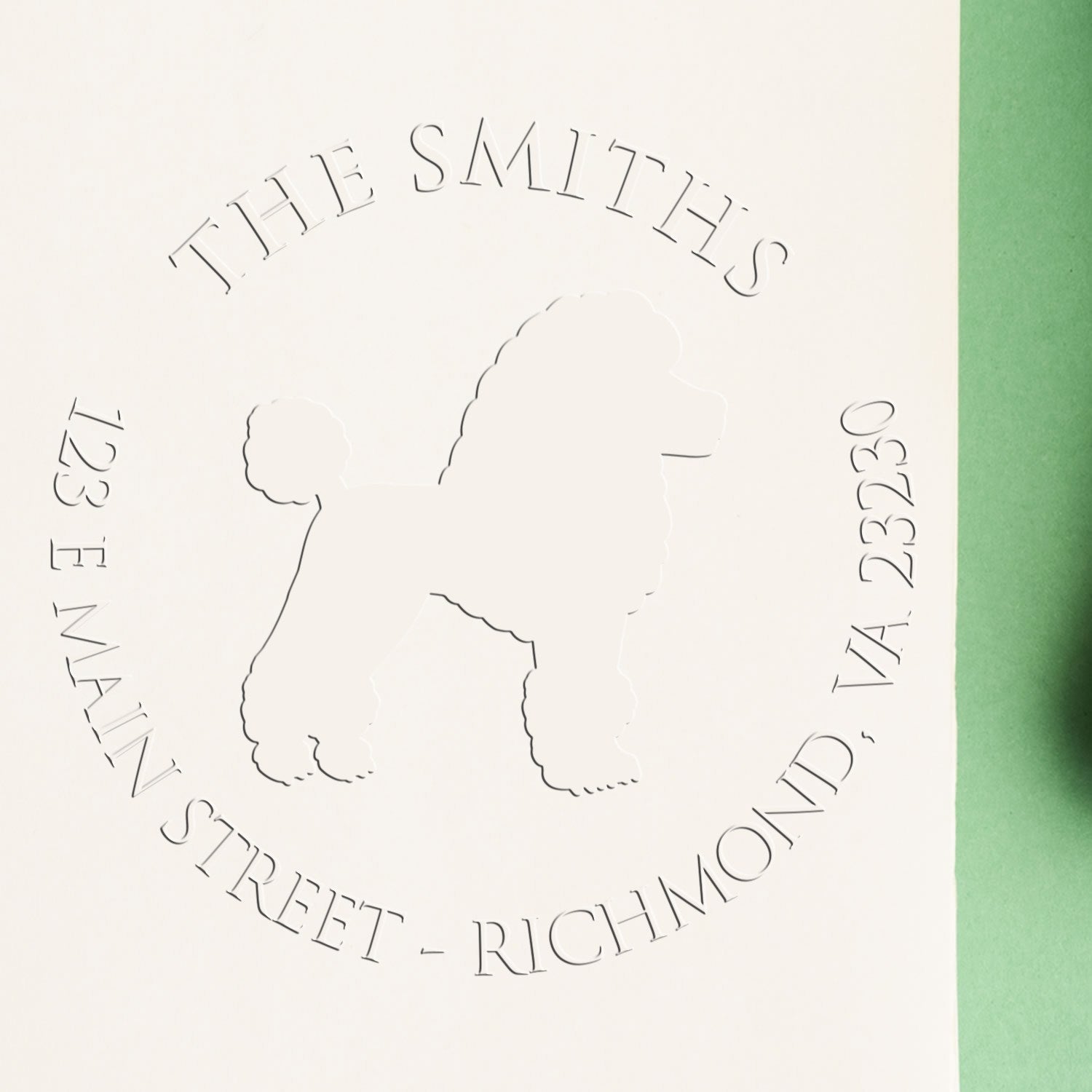 Poodle Dog Silhouette Customized Mailing Address Embossed Stamp - Engineer Seal Stamps