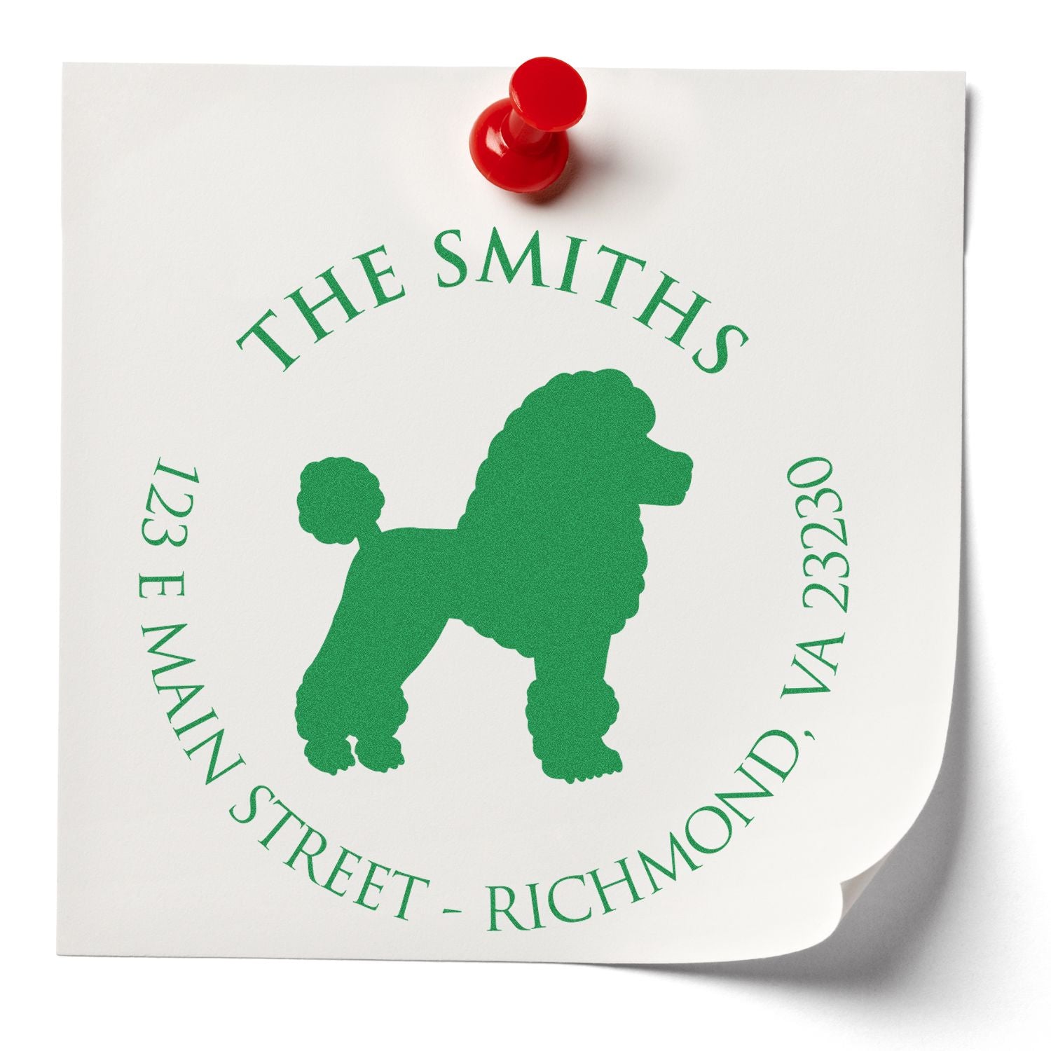 Slim Pre-Inked Poodle Personalized Pet Address Stamper - Engineer Seal Stamps