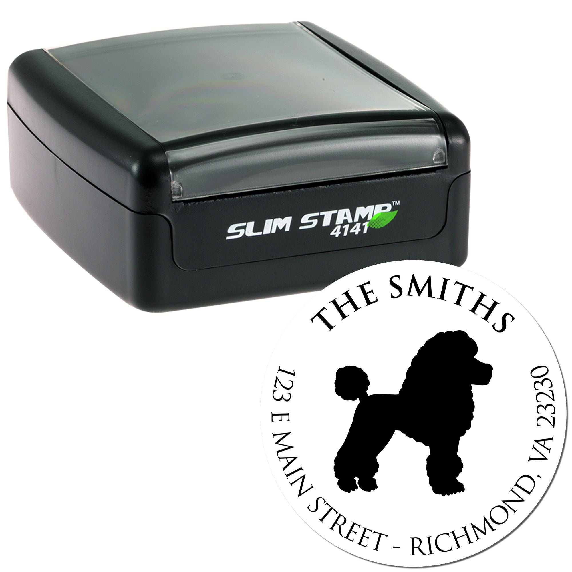 Slim Pre-Inked Poodle Personalized Pet Address Stamper - Engineer Seal Stamps