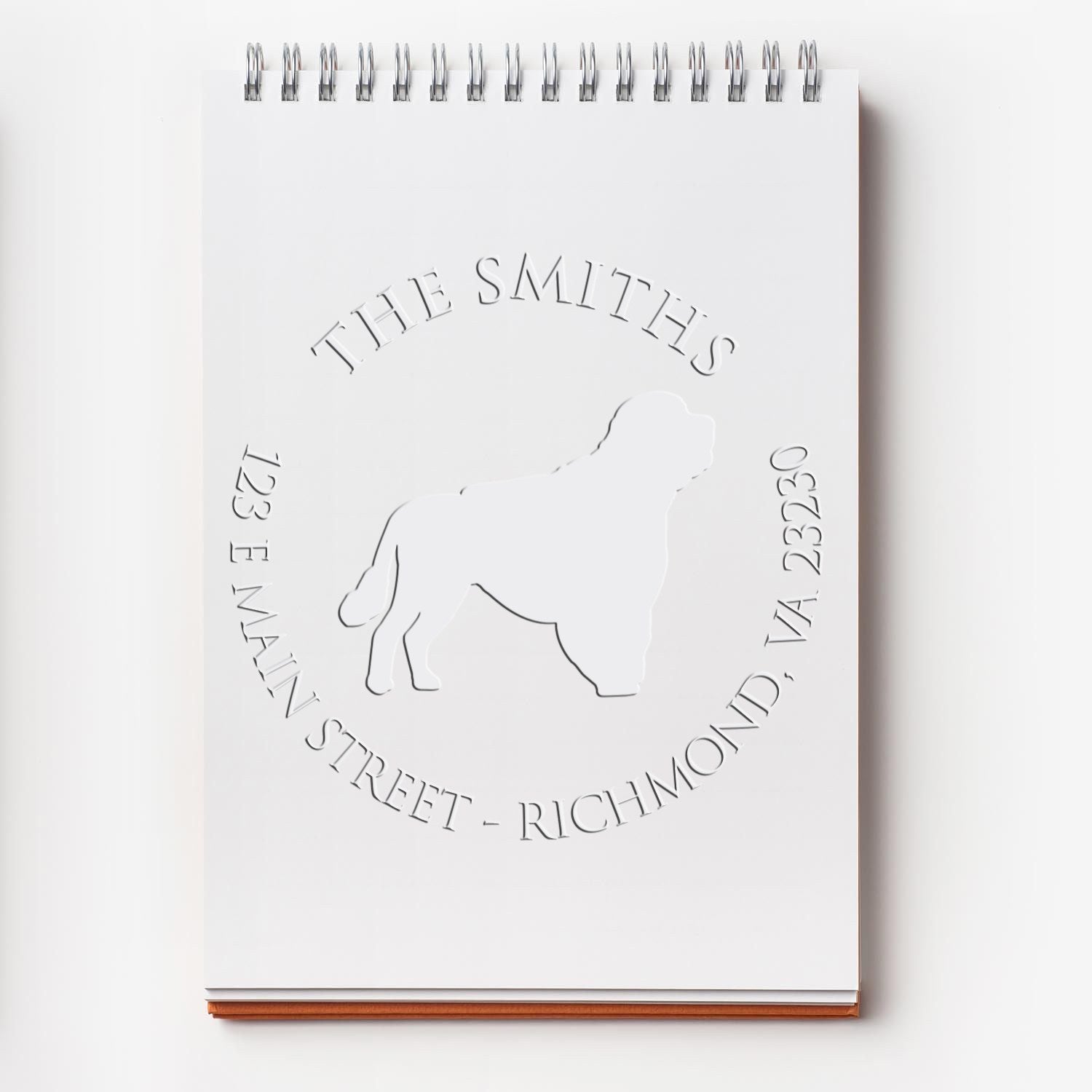 Personalizable Return Embosser Seal with Portuguese Water Dog
