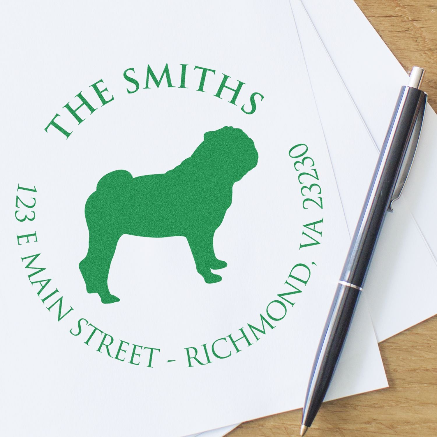 PSI Pre-Inked Pug Made-to-Order House Address Stamp for Envelopes - Engineer Seal Stamps