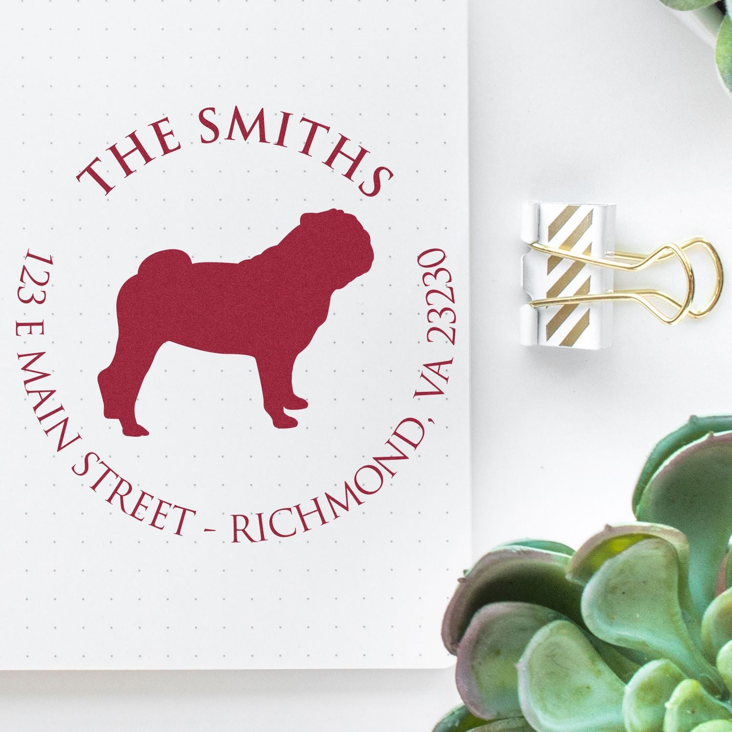 PSI Pre-Inked Pug Made-to-Order House Address Stamp for Envelopes - Engineer Seal Stamps