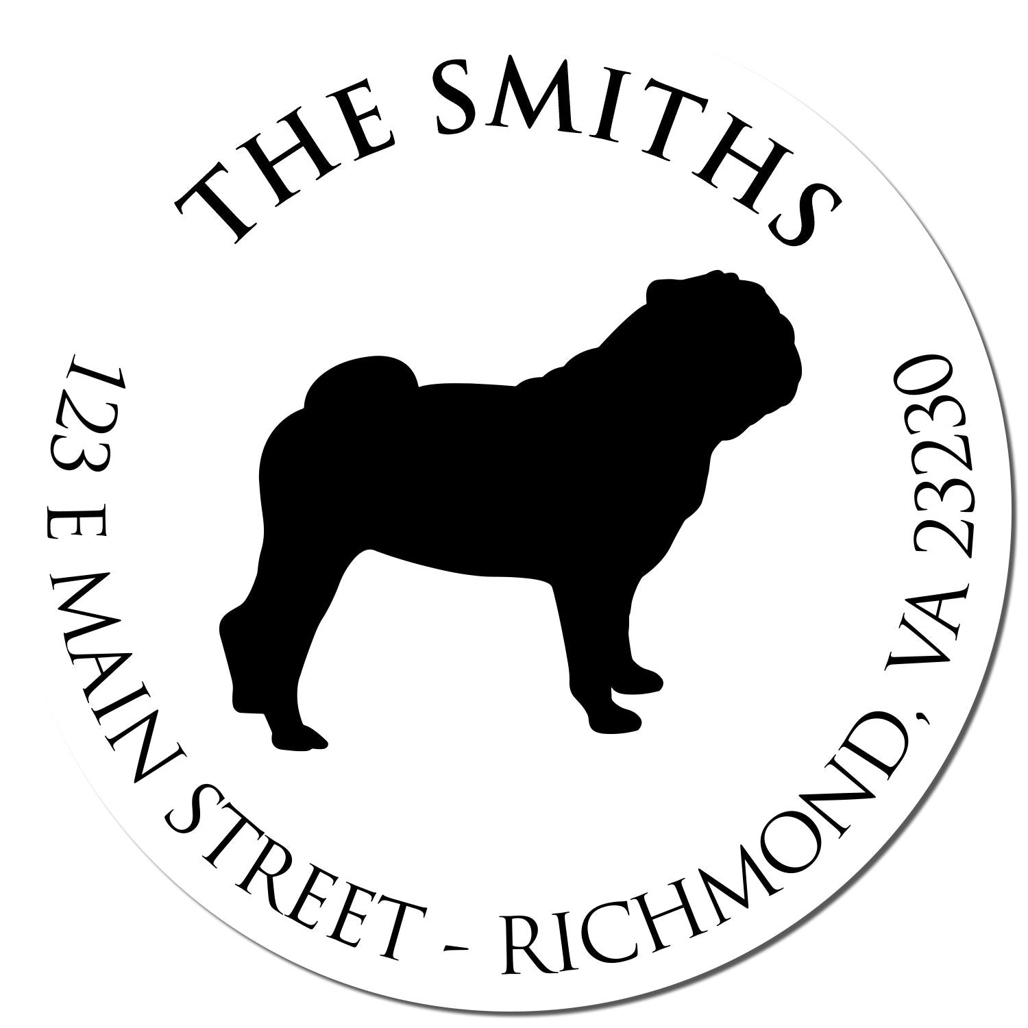 PSI Pre-Inked Pug Made-to-Order House Address Stamp for Envelopes - Engineer Seal Stamps