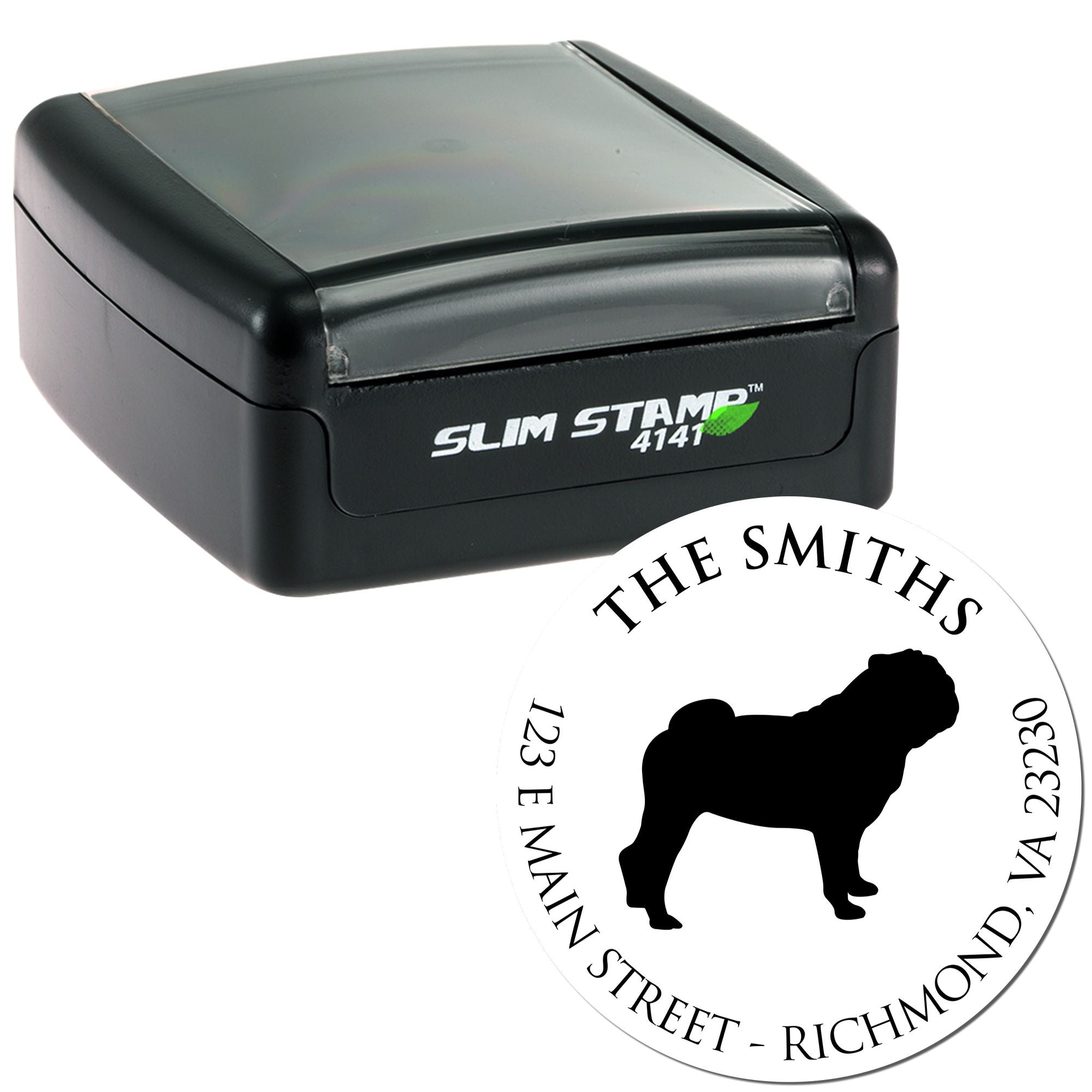 Slim Pre-Inked Pug Personalized Refillable Address Stamp - Engineer Seal Stamps