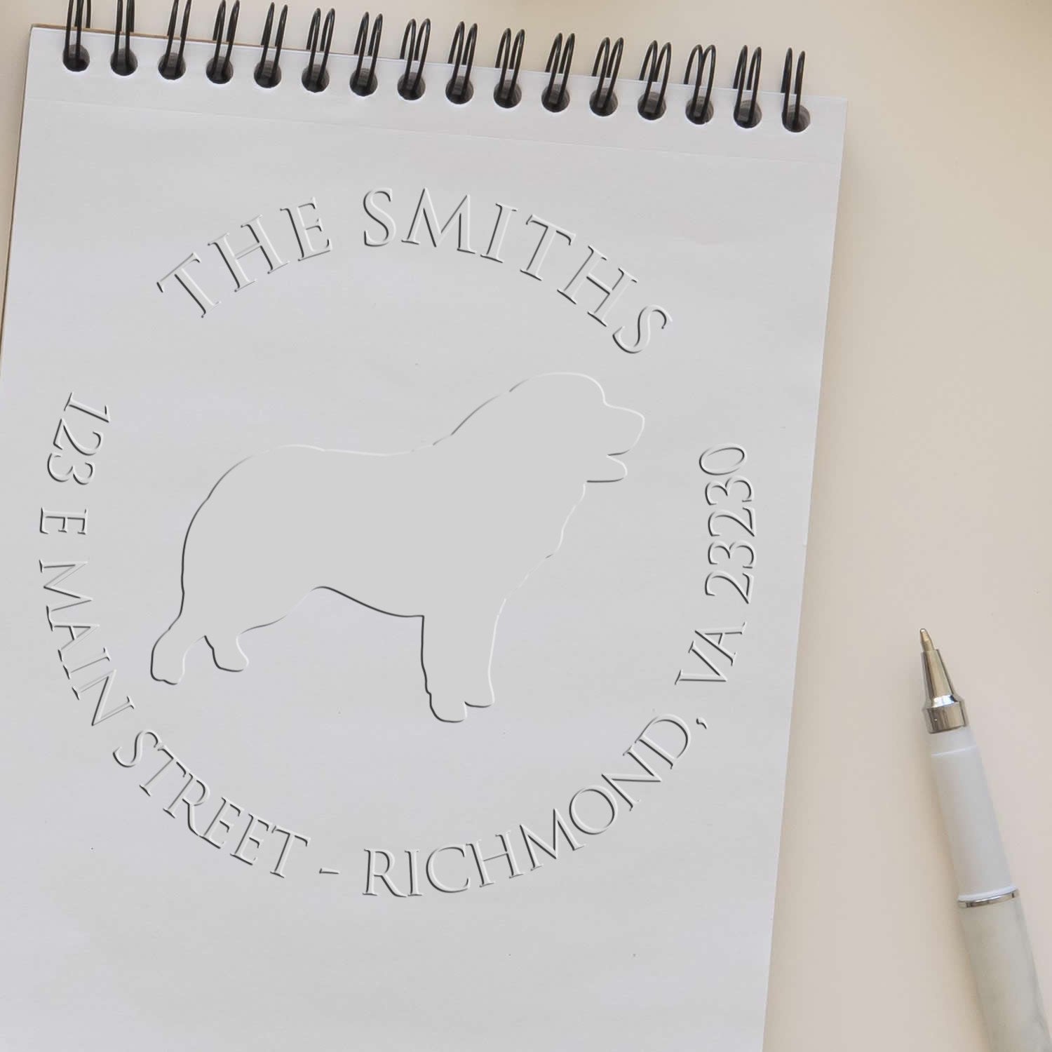 Pyrenean Mountain Dog Silhouette Customized Return Hybrid Embosser Seal - Engineer Seal Stamps