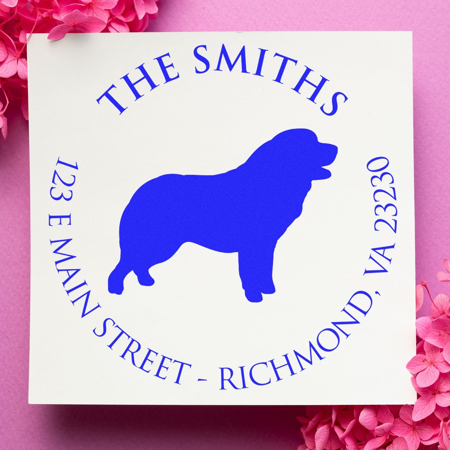 Wood Handle Pyrenean Mountain Dog Custom Made Mailing Label Stamp - Engineer Seal Stamps