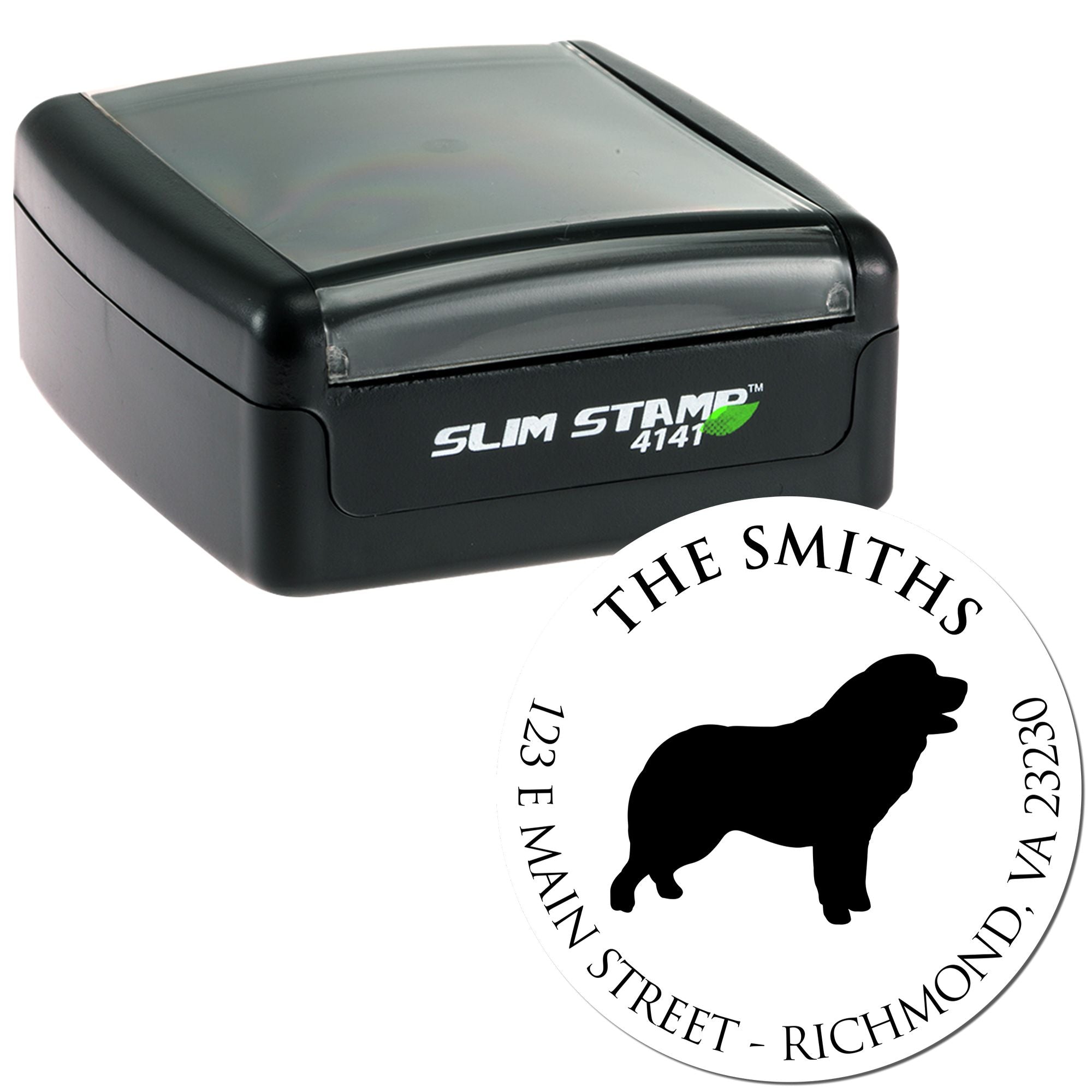 Slim Pre-Inked Pyrenean Mountain Dog Personalized Refillable Address Stamp for Envelopes - Engineer Seal Stamps