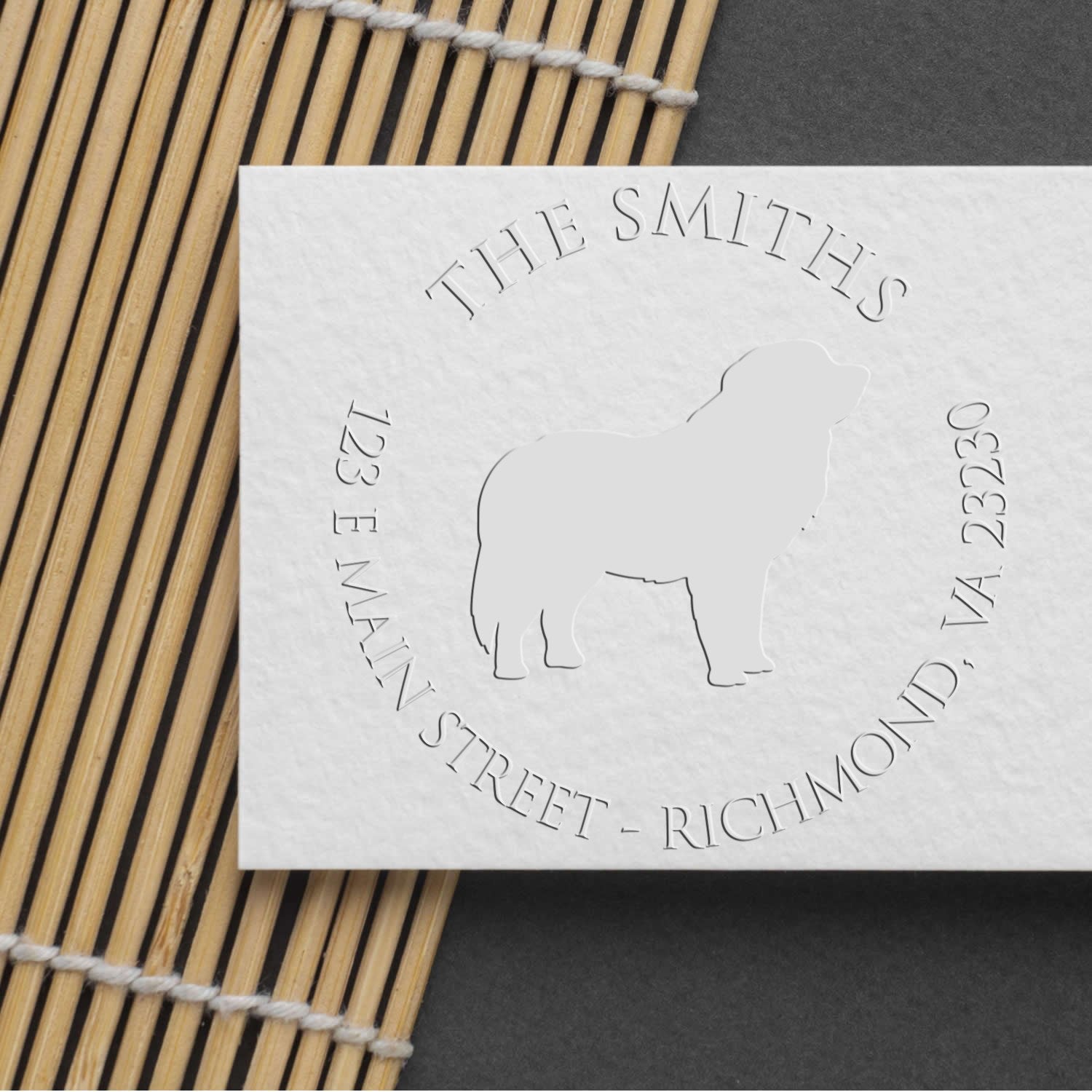 Personalizable Return Embossing Stamp with Pyrenees Dog - Engineer Seal Stamps
