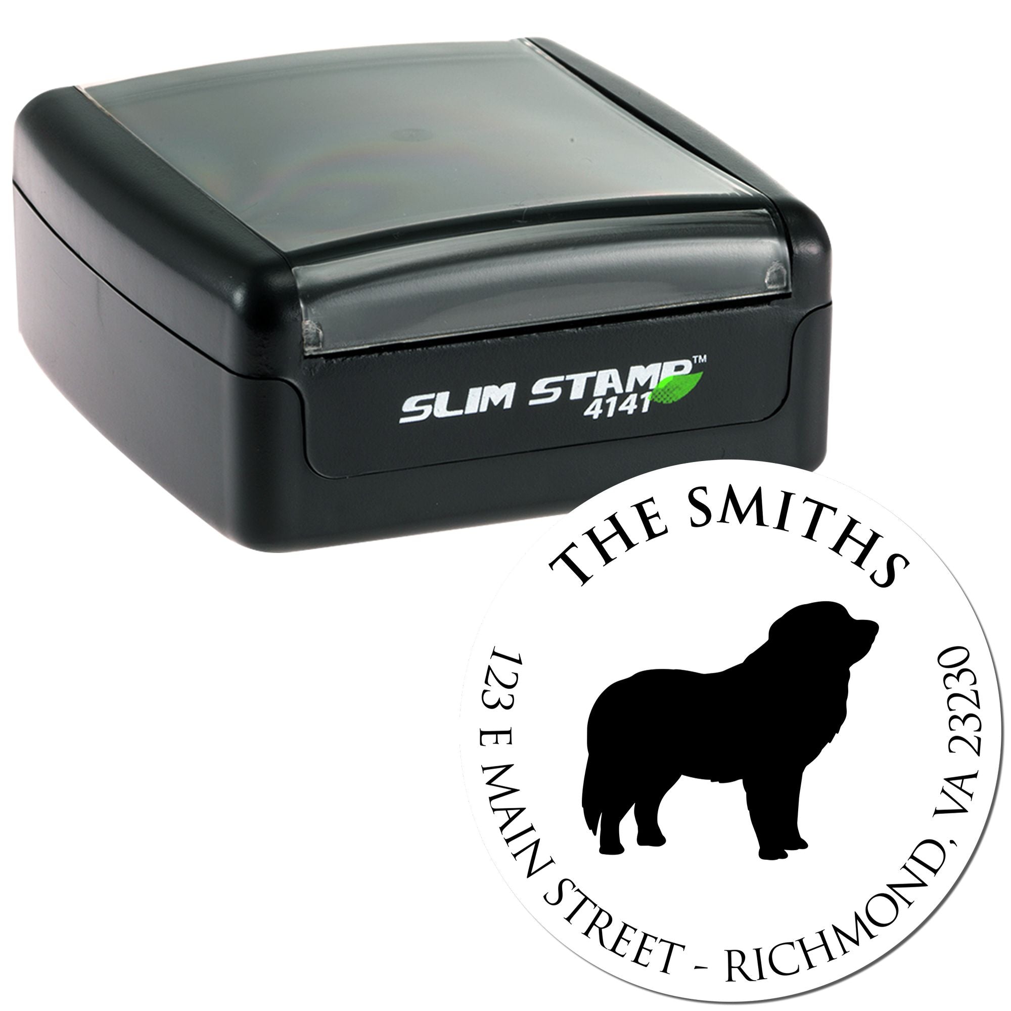 Slim Pre-Inked Pyrenees Personalized Refillable Address Stamper - Engineer Seal Stamps