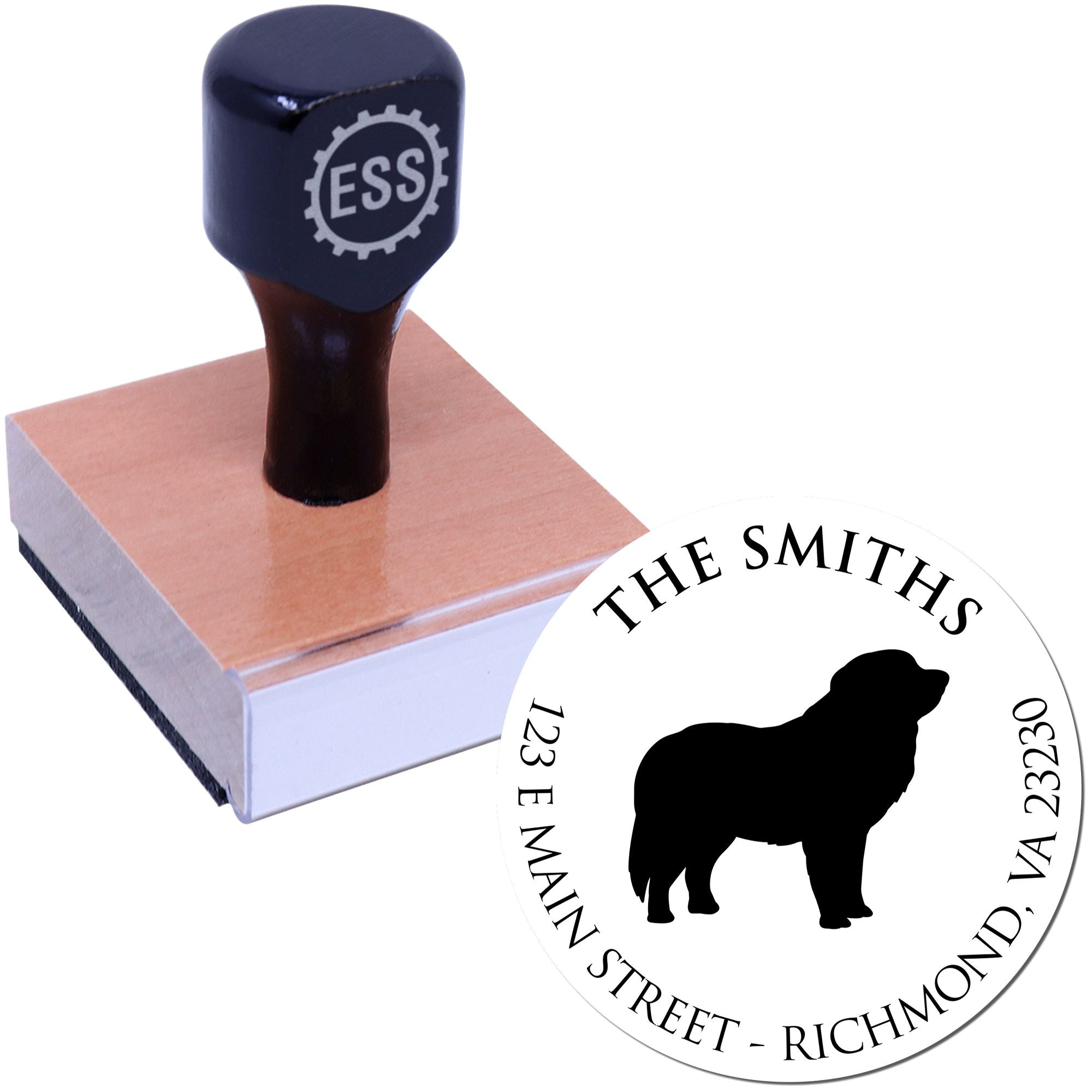 Wood Handle Pyrenees Custom Made Mailing Label Stamp for Envelopes - Engineer Seal Stamps