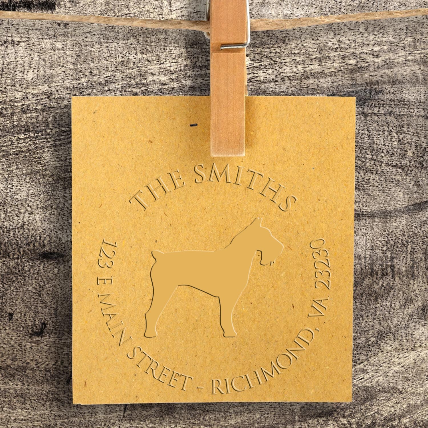 Personalizable Return Embossing Seal with Schnauzer Dog