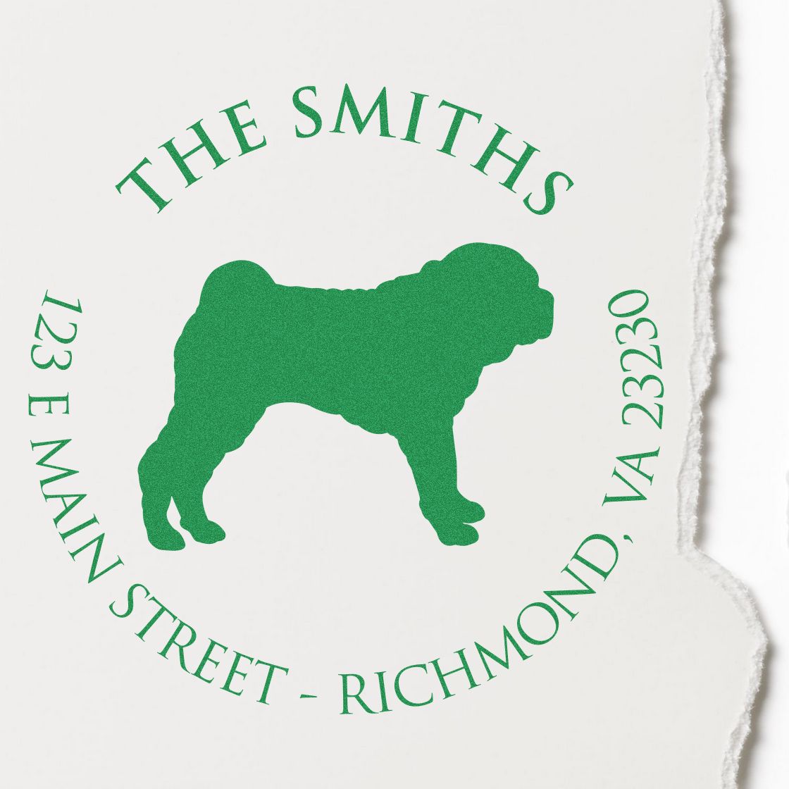 Slim Pre-Inked Shar Pei Personalized Return Address Rubber Stamp - Engineer Seal Stamps